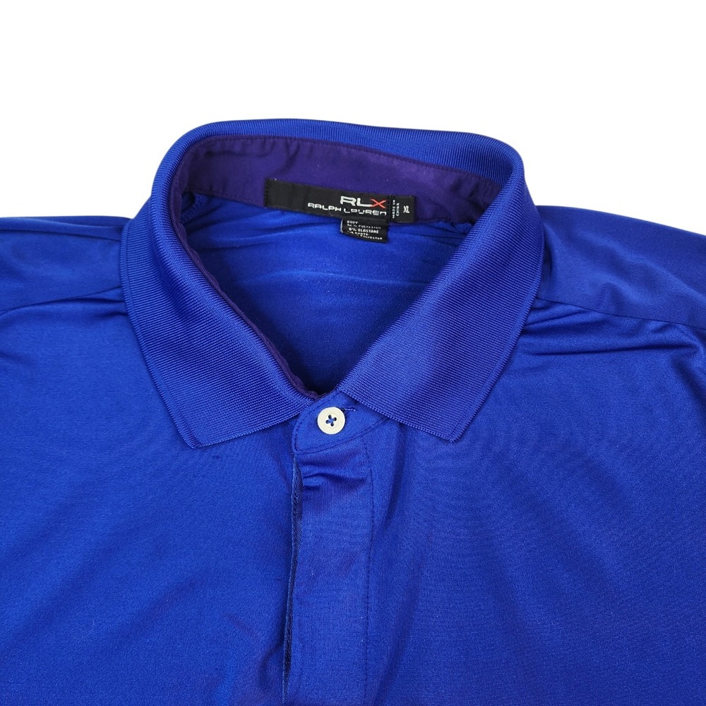 RLX Ralph Lauren Polo Men's XL Blue Performance Golf Short Sleeve Shirt